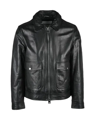 Les Hommes Cropped Black Jacket With Minimalist Design And Zip Closure