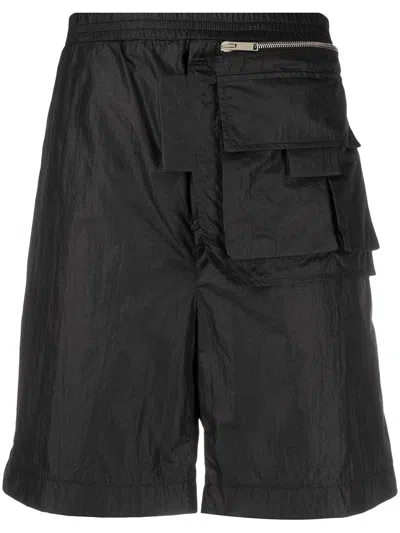 Les Hommes Elasticated Track Shorts In Black