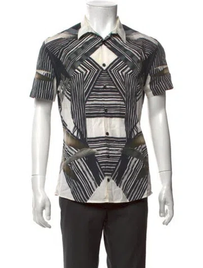 Pre-owned Les Hommes Graphic Print Short Sleeve Shirt In Neutrals