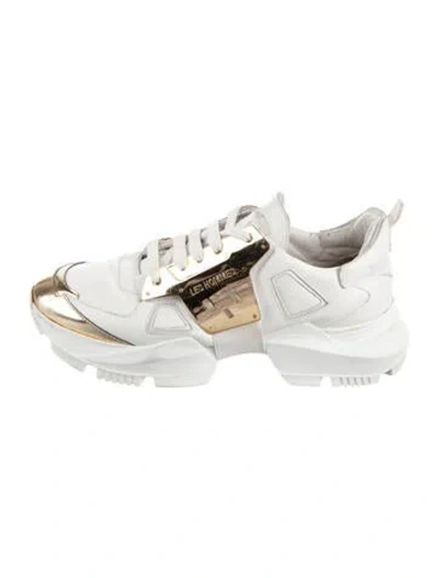 Pre-owned Les Hommes Leather Chunky Sneakers In Gold/white