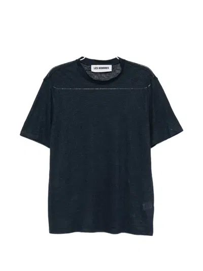 Les Hommes Linen T-shirt In Blue