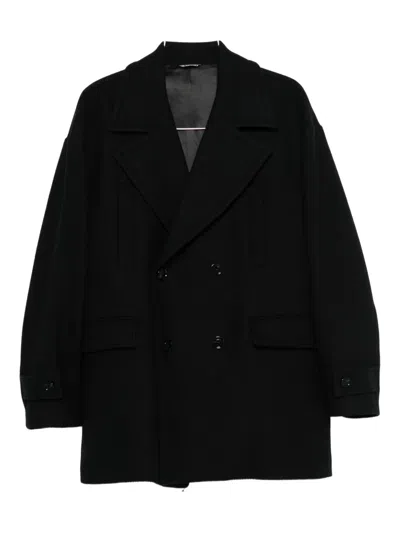 Les Hommes Logo-plaque Peacoat In Black