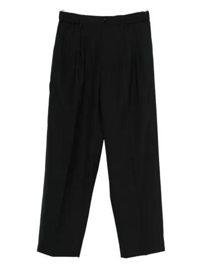 Les Hommes Logo-plaque Trousers In Black