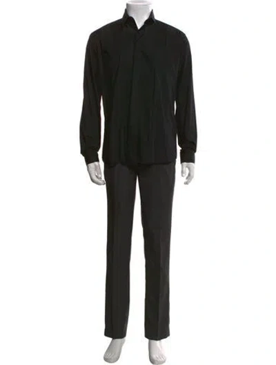 Pre-owned Les Hommes Long Sleeve Dress Shirt In Black