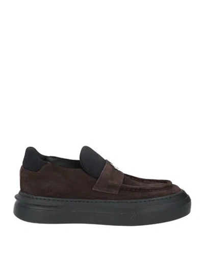 Les Hommes Man Loafers Dark Brown Size 6 Leather, Textile Fibers