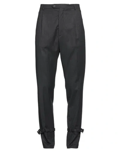 Les Hommes Man Pants Steel Grey Size 36 Wool, Elastane In Black