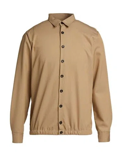 Les Hommes Man Shirt Khaki Size S Polyester, Viscose, Elastane In Nude