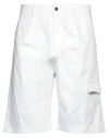 Les Hommes Man Shorts & Bermuda Shorts White Size 38 Cotton, Elastane