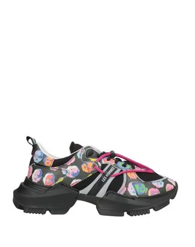 Les Hommes Man Sneakers Black Size 9 Leather, Textile Fibers