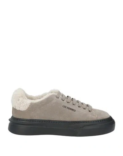 Les Hommes Man Sneakers Grey Size 6 Leather In Multi
