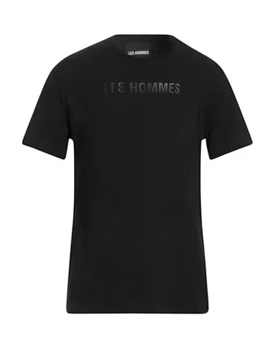 Les Hommes Man T-shirt Black Size M Cotton, Elastane In Black