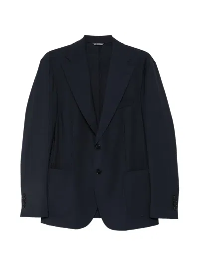 Les Hommes Notched-lapel Patch-pocket Blazer In Blue