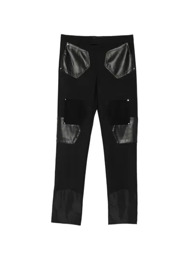 Les Hommes Panelled Stud-embellished Trousers In Black