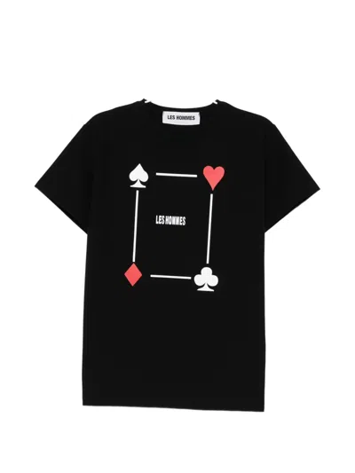 Les Hommes Printed T-shirt In Black