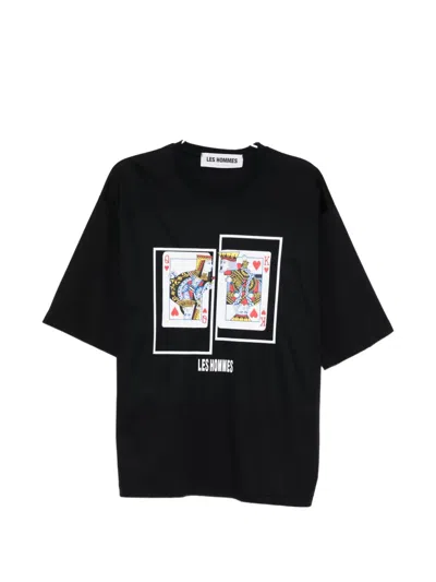 Les Hommes Printed T-shirt In Black