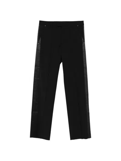 Les Hommes Satin-stripe Tailored Trousers In Black