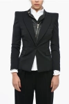 LES HOMMES SINGLE BREASTED BLAZER WITH LEATHER CHEST-PIECE