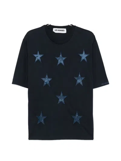 Les Hommes Star-patch T-shirt In Blue