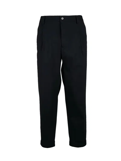 Les Hommes Technical Black Trousers With Tapered Silhouette And Functional Pockets