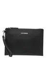 Les Hommes Urban Zip-fastening Clutch Bag In Black
