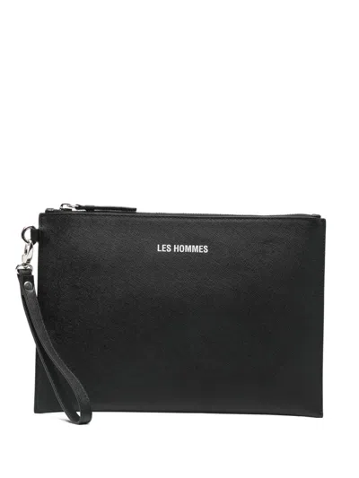Les Hommes Urban Zip-fastening Clutch Bag In Black