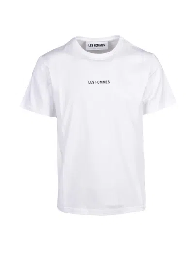 Les Hommes White Minimalist Logo Stretch Cotton T-shirt