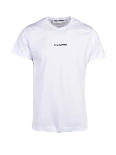 Les Hommes White Short-sleeve Minimalist Logo Stretch Cotton T-shirt