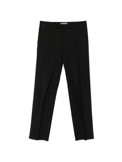 Les Hommes Wrap-front Tailored Trousers In Black