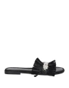 Les Italiennes Woman Sandals Black Size 6 Textile Fibers