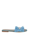 Les Italiennes Woman Sandals Sky Blue Size 10 Textile Fibers In Blue