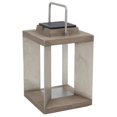 Les Jardins Blade 14 1/2" High Weathered Teak Wood Led Solar Lantern