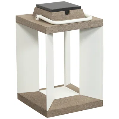 Les Jardins Blade 14 1/2"h White Weathered Teak Wood Led Solar Lantern