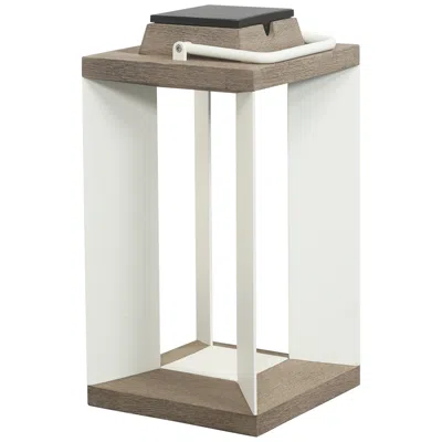Les Jardins Blade 18 1/2"h White Weathered Teak Wood Led Solar Lantern