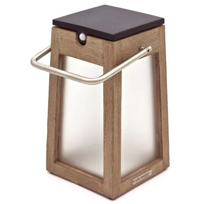 Les Jardins Tecka 10" High Weather Teak Wood Outdoor Solar Lantern Light