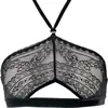 Les Jupons De Tess Women's Black Leavers Lace, Velvet Ribbon Bandeau Bra Fatale In Black