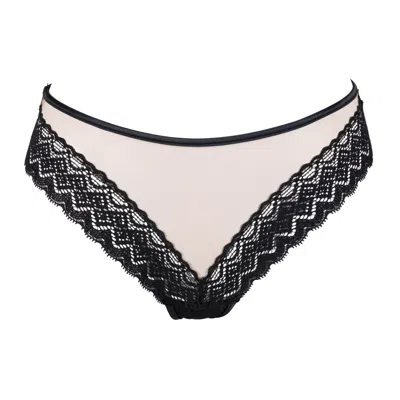 Les Jupons De Tess Women's Black / Neutrals Second Skin Mesh And Black Lace Panty Nude Black