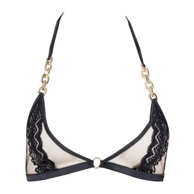 Les Jupons De Tess Women's Black / Neutrals Triangle Bra Zaza Nude Black And Gold