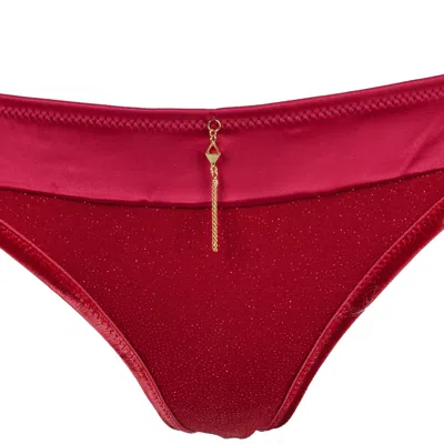 Les Jupons De Tess Women's Guilty Iridescent Red, Velvet Stripes Open Back Panty