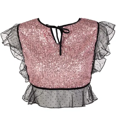 Les Jupons De Tess Women's Pink / Black Bubbles Sequin Top In Multi