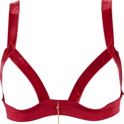 Les Jupons De Tess Women's Red Guilty Open Front Triangle Bra