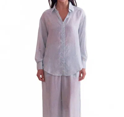Les Neobourgeoises Neo Bloom Silk Shirt In Aqua In Grey