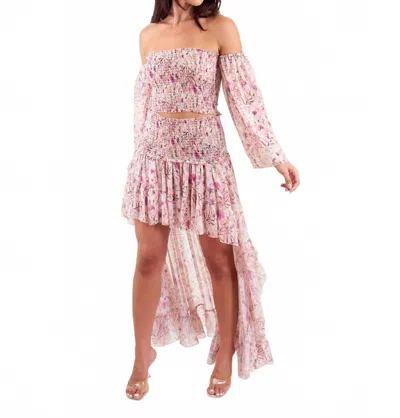 Les Neobourgeoises Neo Floralia High And Low Skirt In Bloom In Pink