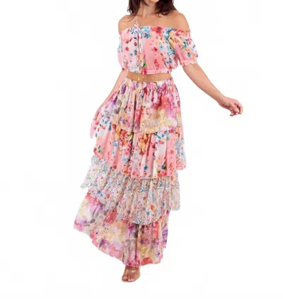 Les Neobourgeoises Neo Suzy Long Skirt In Mix Pink In Multi