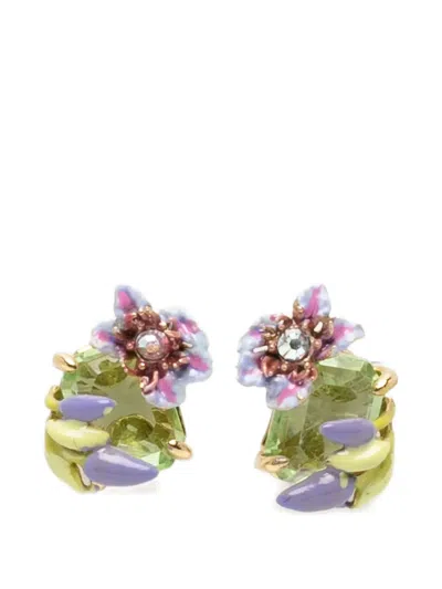 Les Nereides Flower-motif Earrings In Multi