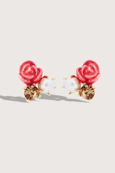 Les Nereides Post Earring Antica Rosa In Red