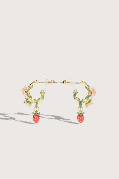 Les Nereides Post Earrings Le Bois Grourmand Strawberry In Red