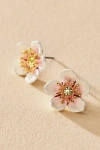 Les Nereides White Cherry Blossom Post Earrings In Neutral