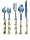 Les-ottomans Bamboo Ceramic Five-piece Cutlery Set In Silver