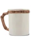 Les-ottomans Bamboo Ceramic Mug (set Of Two) In White