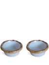 Les-ottomans Bamboo Ceramic Starter Bowls (set Of Two) In White